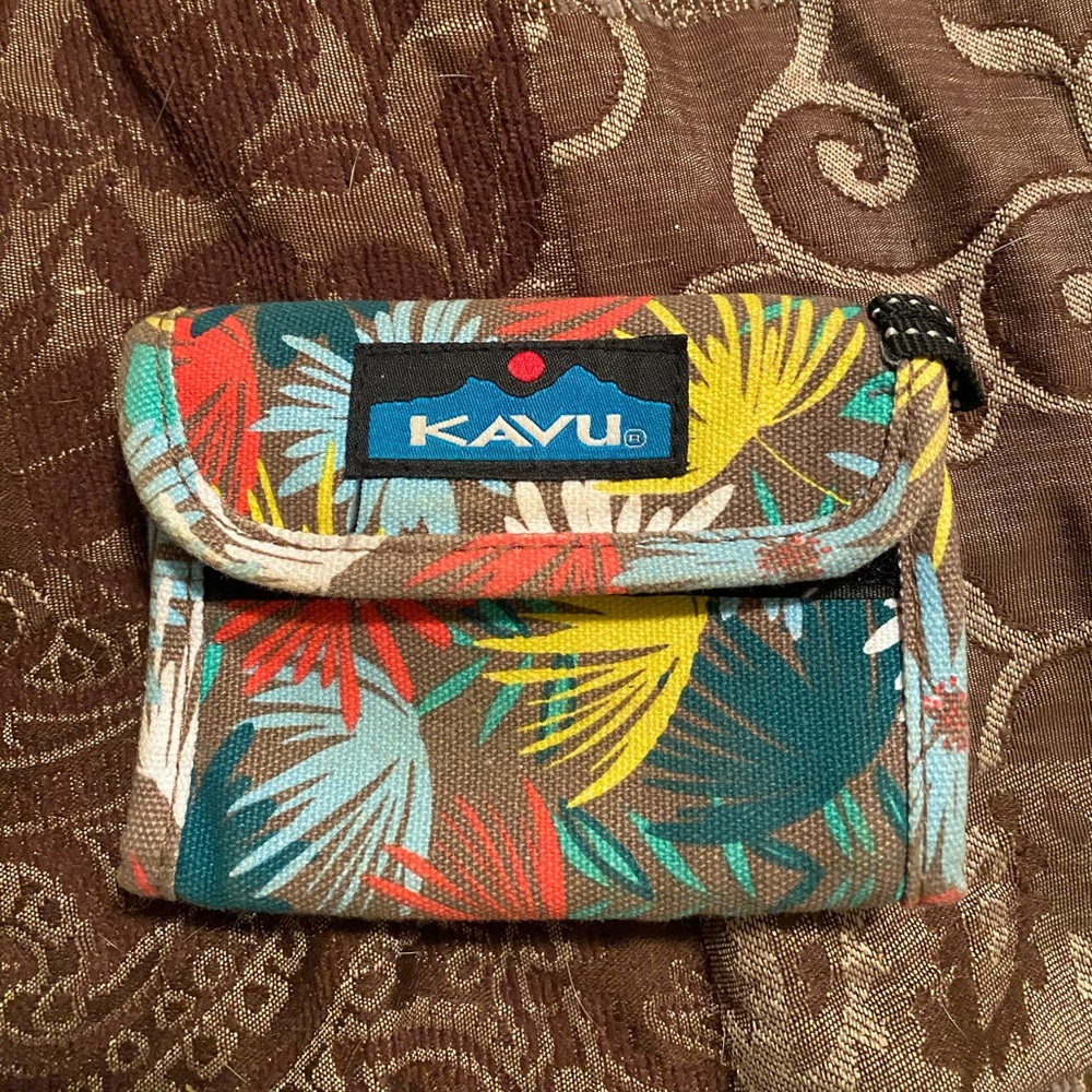 KAVU, pink, yellow, and blue ID carrier